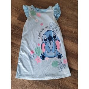Disney Lilo & Stitch Girls Sleepshirt Nightgown Size 6 Kids Blue #9